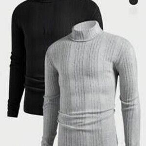 Manfinity Modomio Men's 2-Piece Knitted Fit Basic Style Casual High Neck Should…